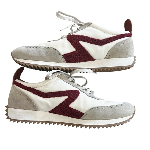 rag & bone Retro Runner Low-Top Sneakers Cream Burgundy size 10 - Picture 12 of 13